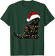 Black Cat with Christmas Light Funny Cat Lover Christmas T-Shirt - T-Shirt | Forest