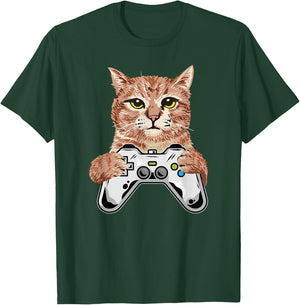 Video Games for Kids Adults Cat Lover Girls Boys Funny Gamer T-Shirt - T-Shirt | Forest