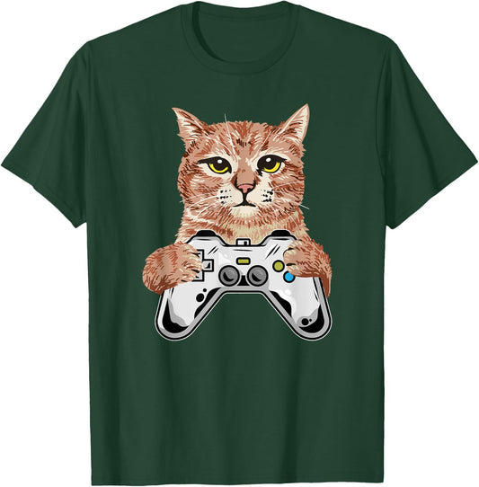 Video Games for Kids Adults Cat Lover Girls Boys Funny Gamer T-Shirt - T-Shirt | Forest