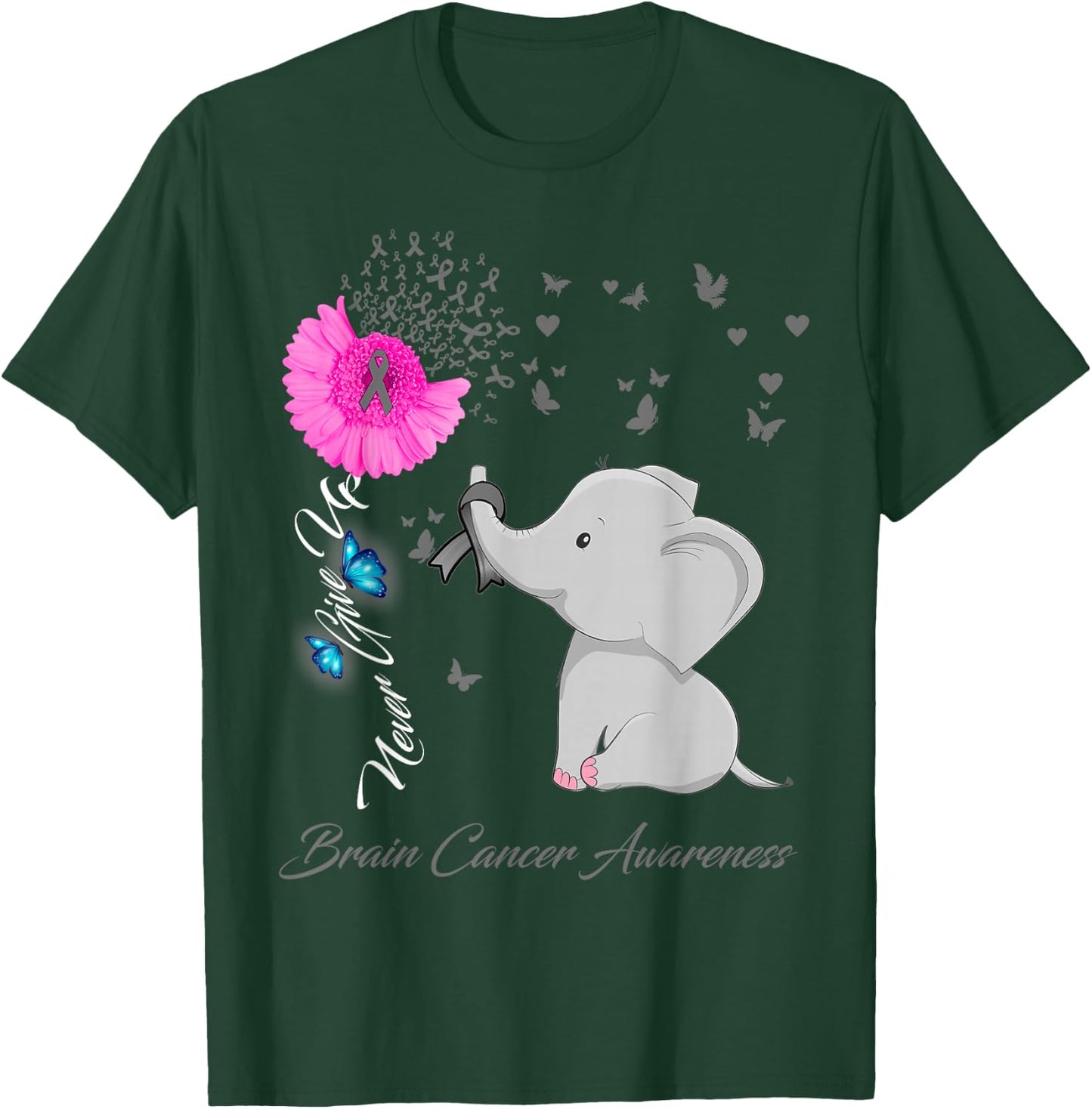 Elephant Brain Cancer Awareness - Brain Cancer Ribbon Gifts T-Shirt - T-Shirt | Forest