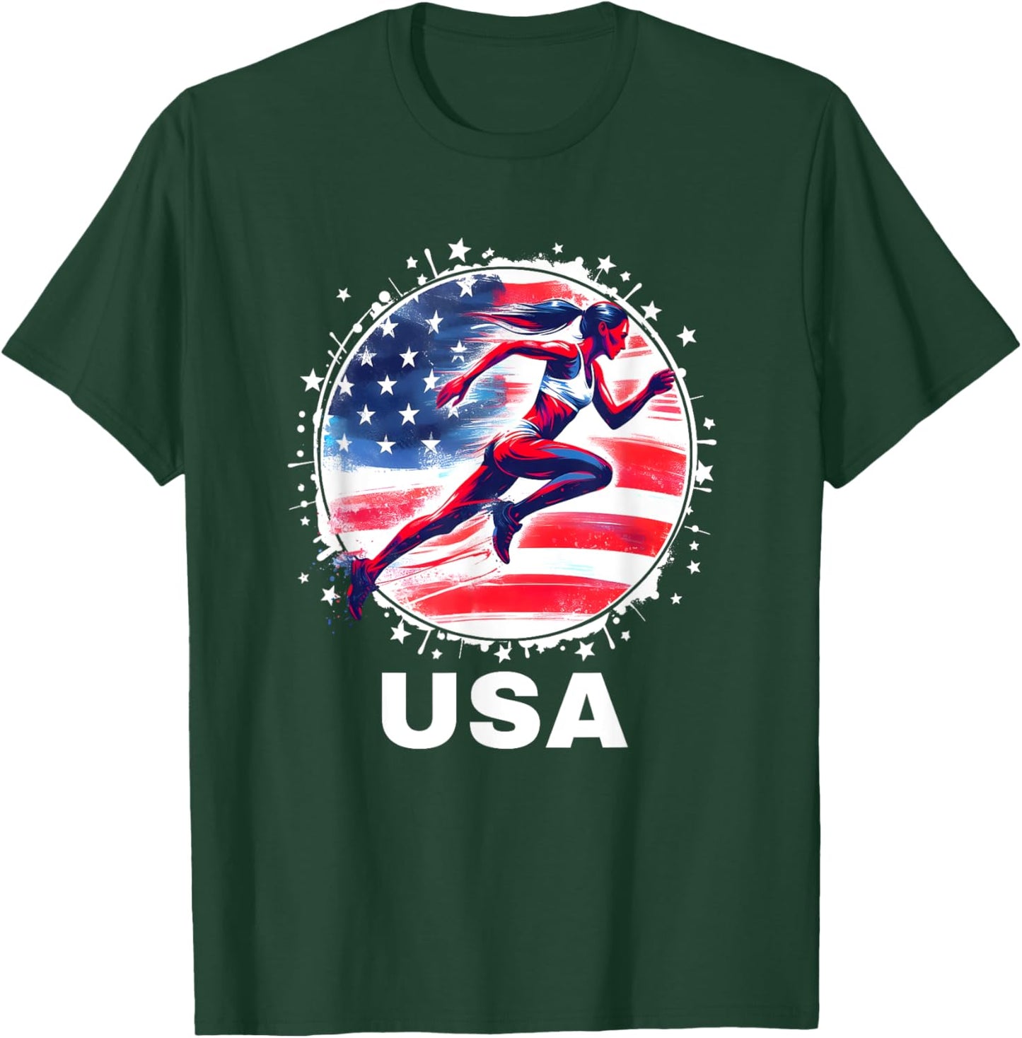 Track and Field USA Team Men Women Kids Track Apparel USA T-Shirt - T-Shirt | Forest