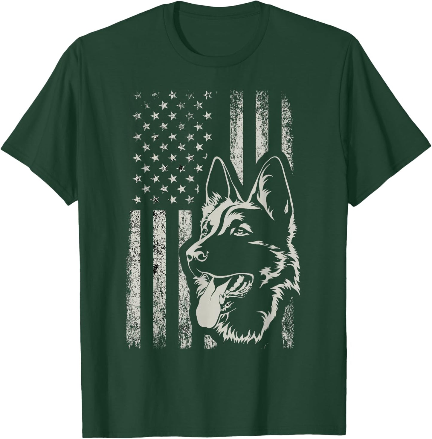 Patriotic German Shepherd American Flag 4th of July Shepherd T-Shirt - T-Shirt | Forest
