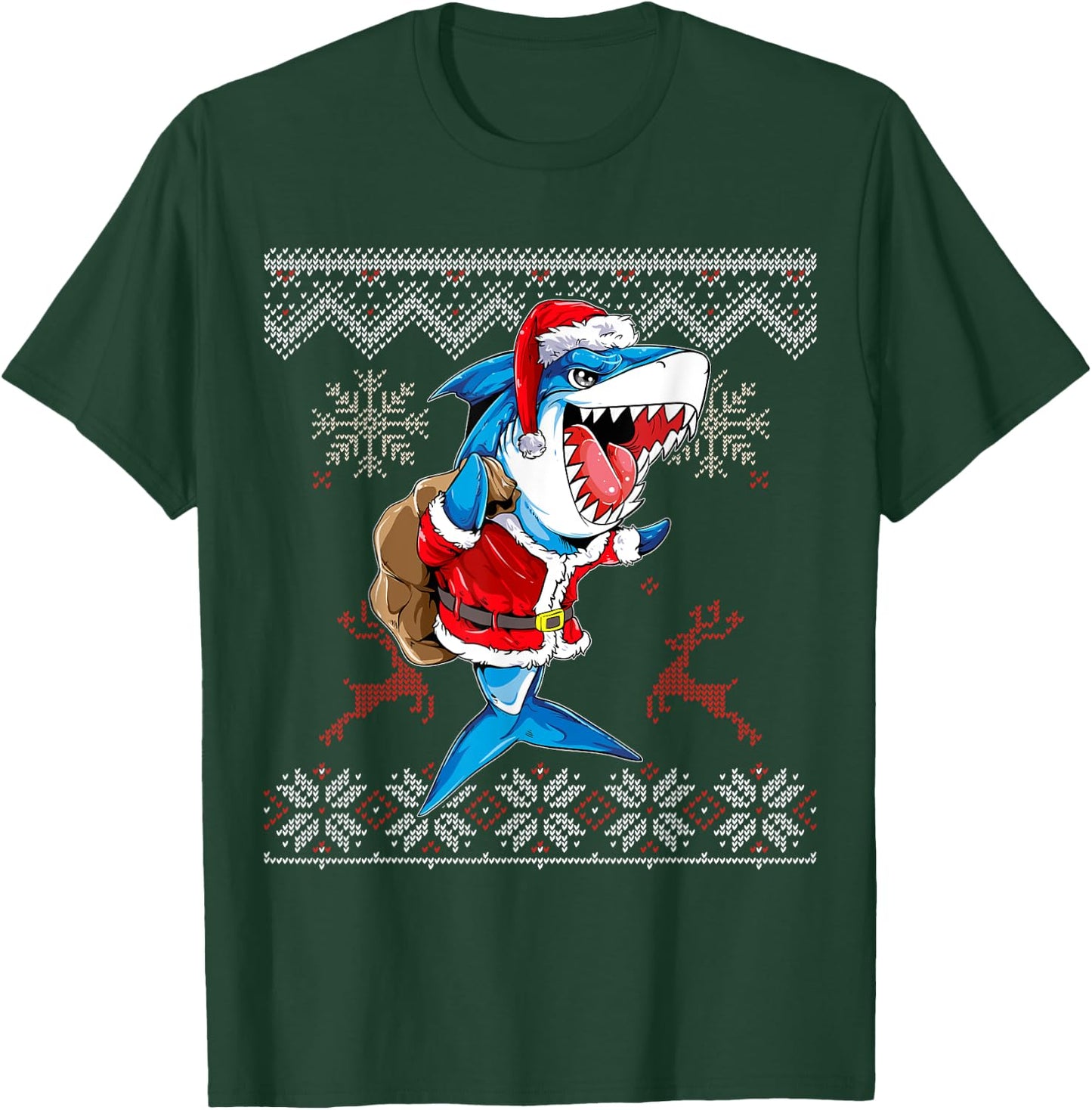 Christmas Shark Jawlly Santa Merry Xmas Sharkmas Baking T-Shirt - T-Shirt | Forest