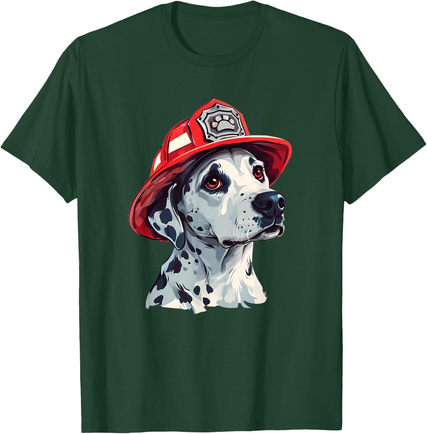 Dalmatian Firehouse Dog Firefighter Hat Fireman Dog T-Shirt - T-Shirt | Forest