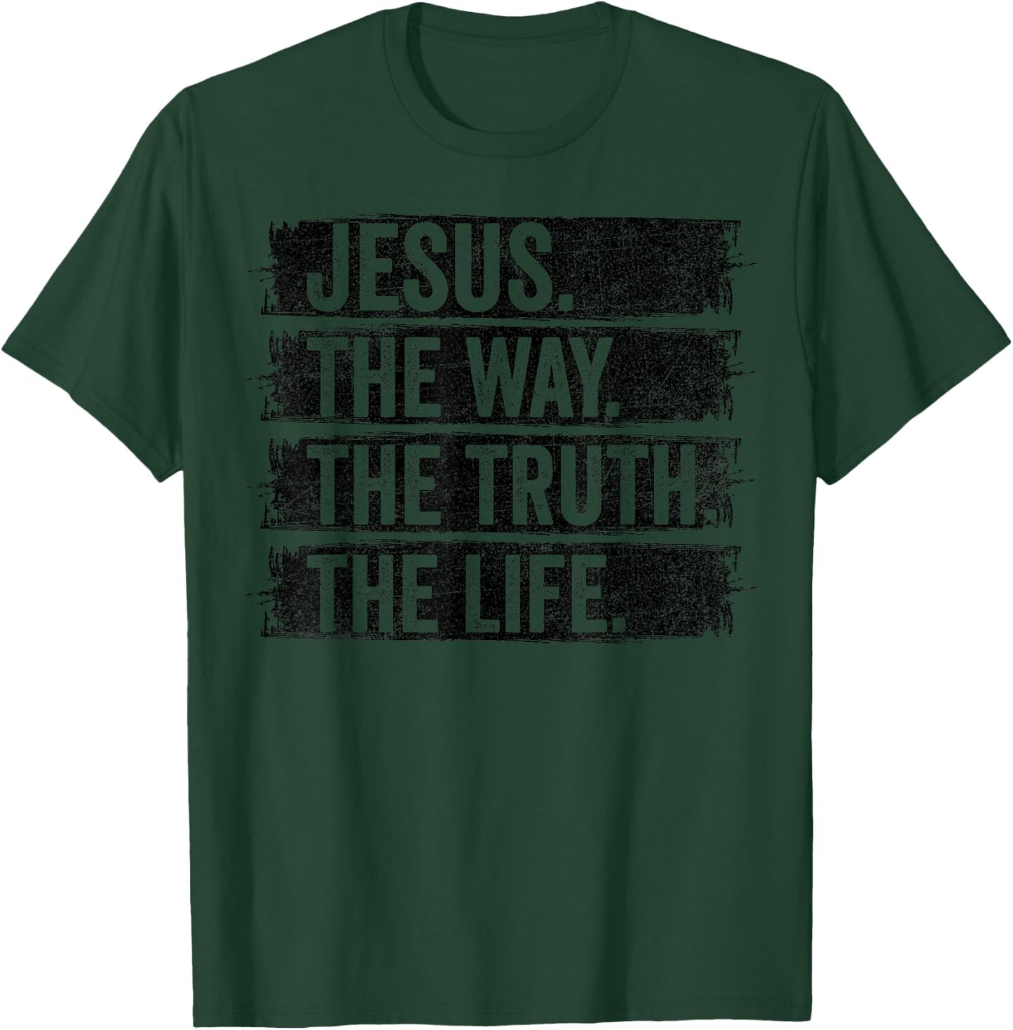 Jesus The Way Truth Life Vintage Christian Worship Retro T-Shirt - T-Shirt | Forest