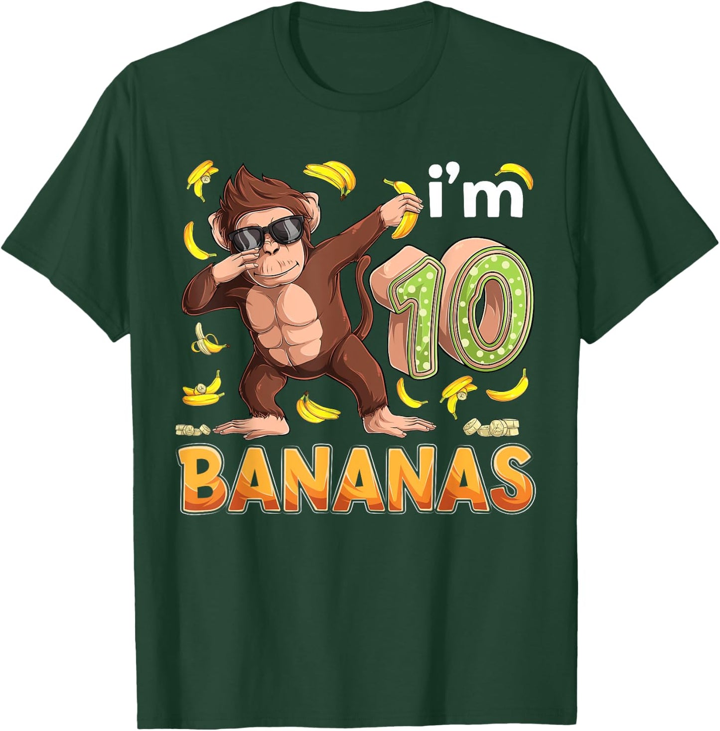 10 Year Old Monkey Birthday Safari Jungle Animal 10th B-day T-Shirt - T-Shirt | Forest