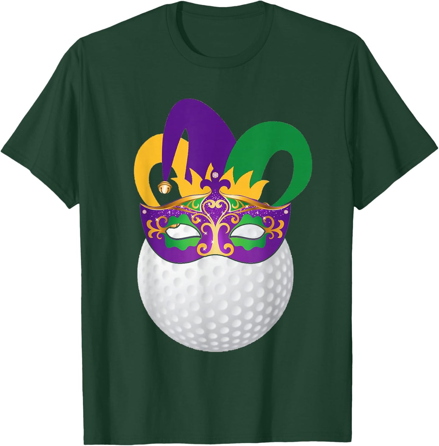 Golf Wearing Mardi Gras Carnival Mask Golf Lover T-Shirt - T-Shirt | Forest