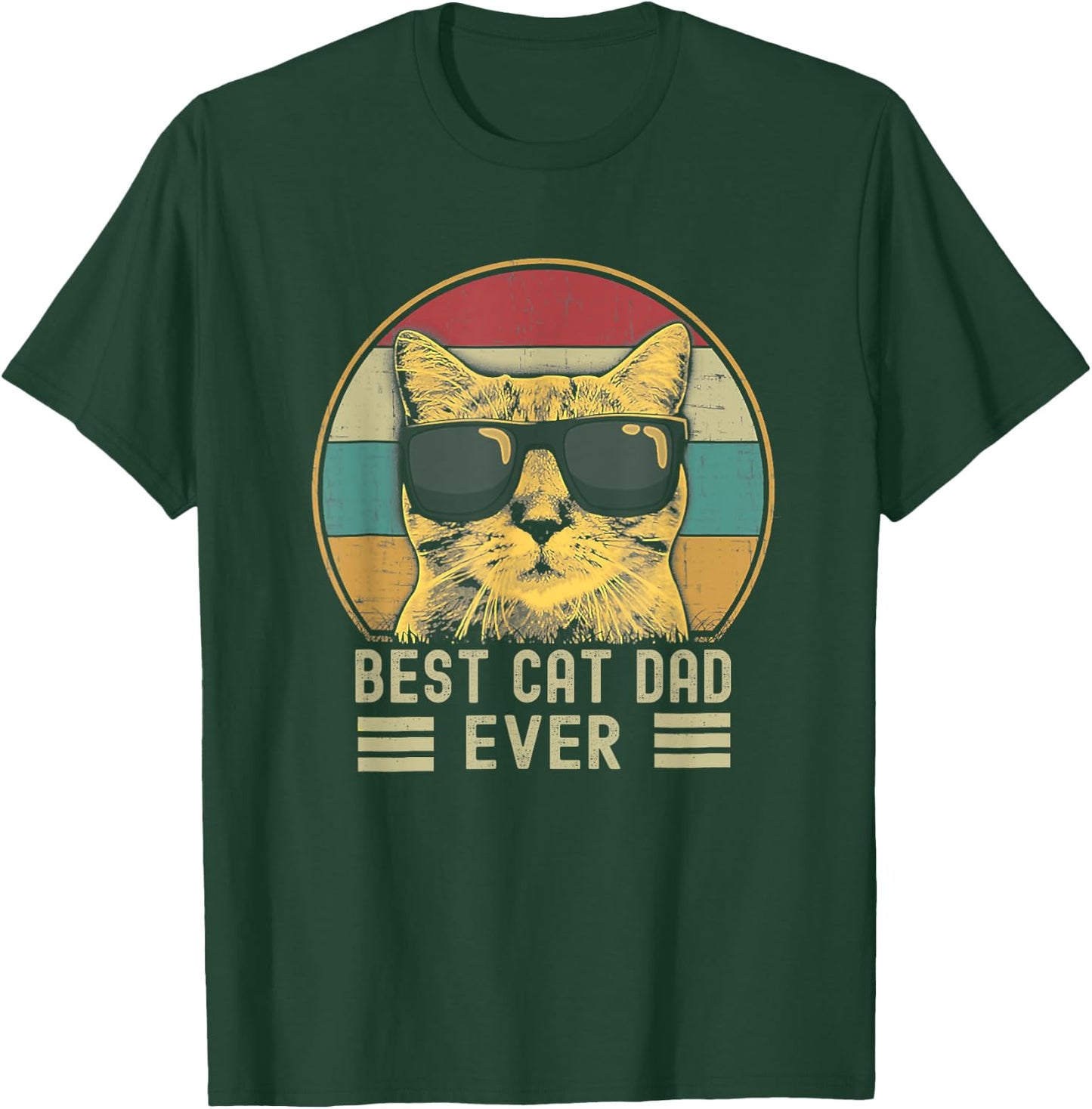 Best Cat Dad Ever Funny Retro Cat Dad Cat Father's Day T-Shirt - T-Shirt | Forest