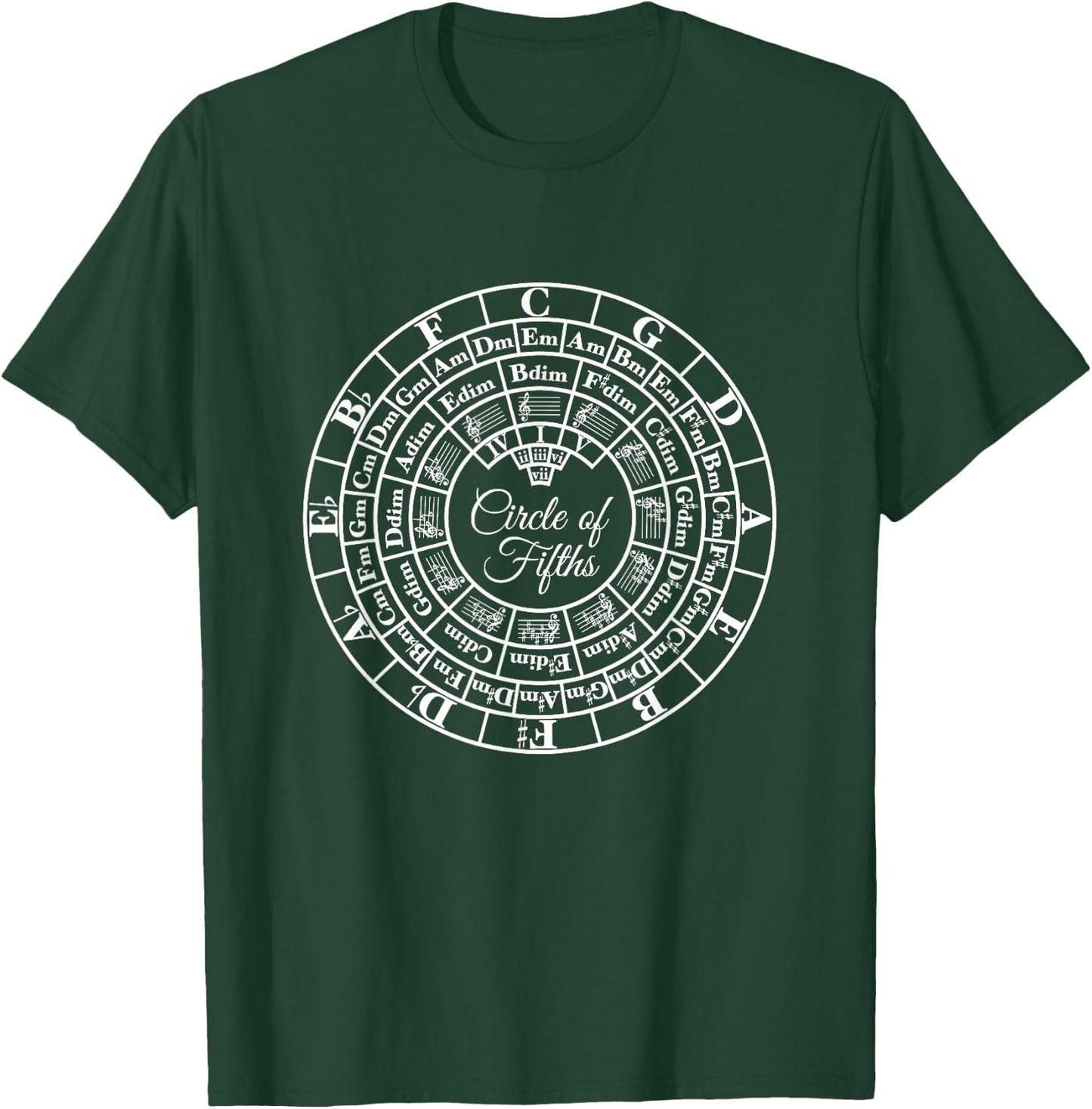 Unique Songwriter Composer Orchestra Band Musician Advanced Music Theory Circle Of Fifths Key Signature Lesson T-Shirt - T-Shirt | Forest