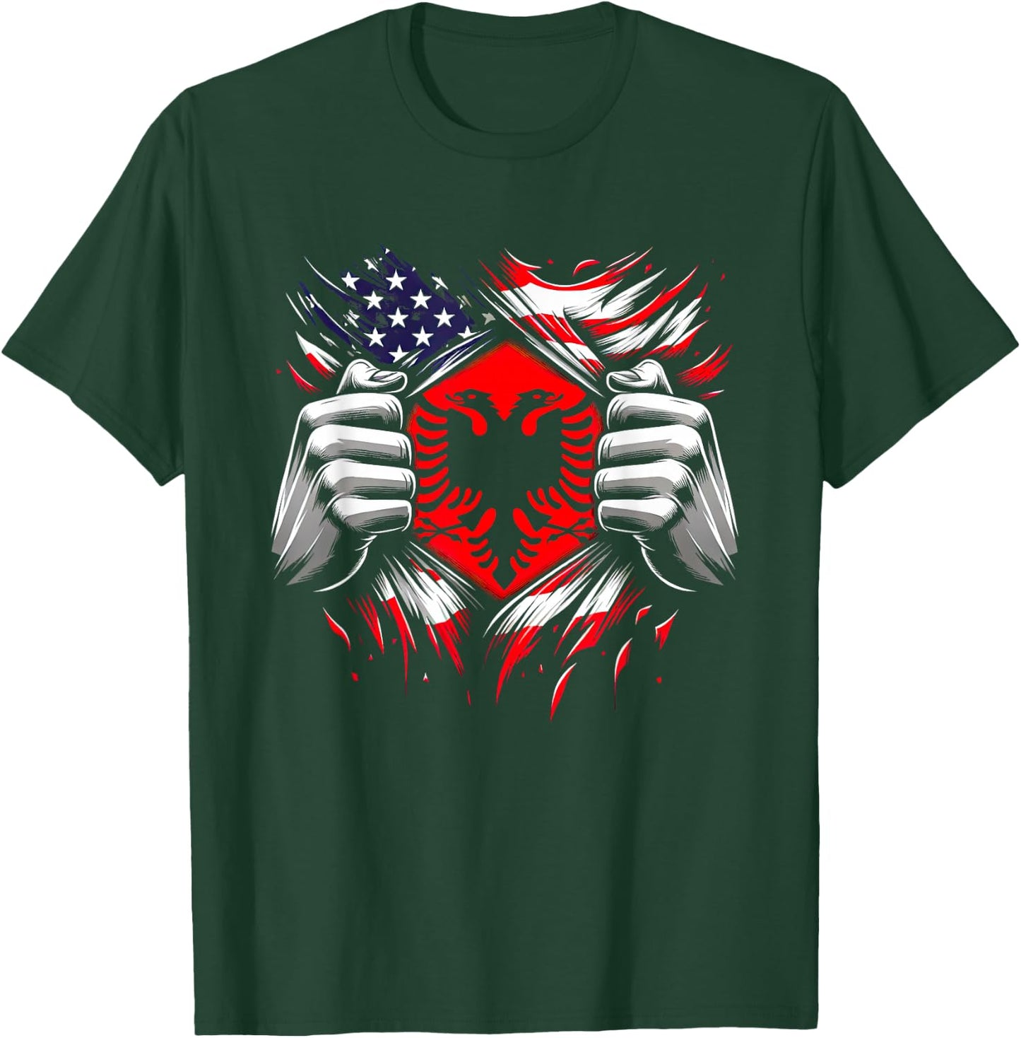 Skenderbeg Albania Inside and Kosovo flag proud Albanian T-Shirt - T-Shirt | Forest