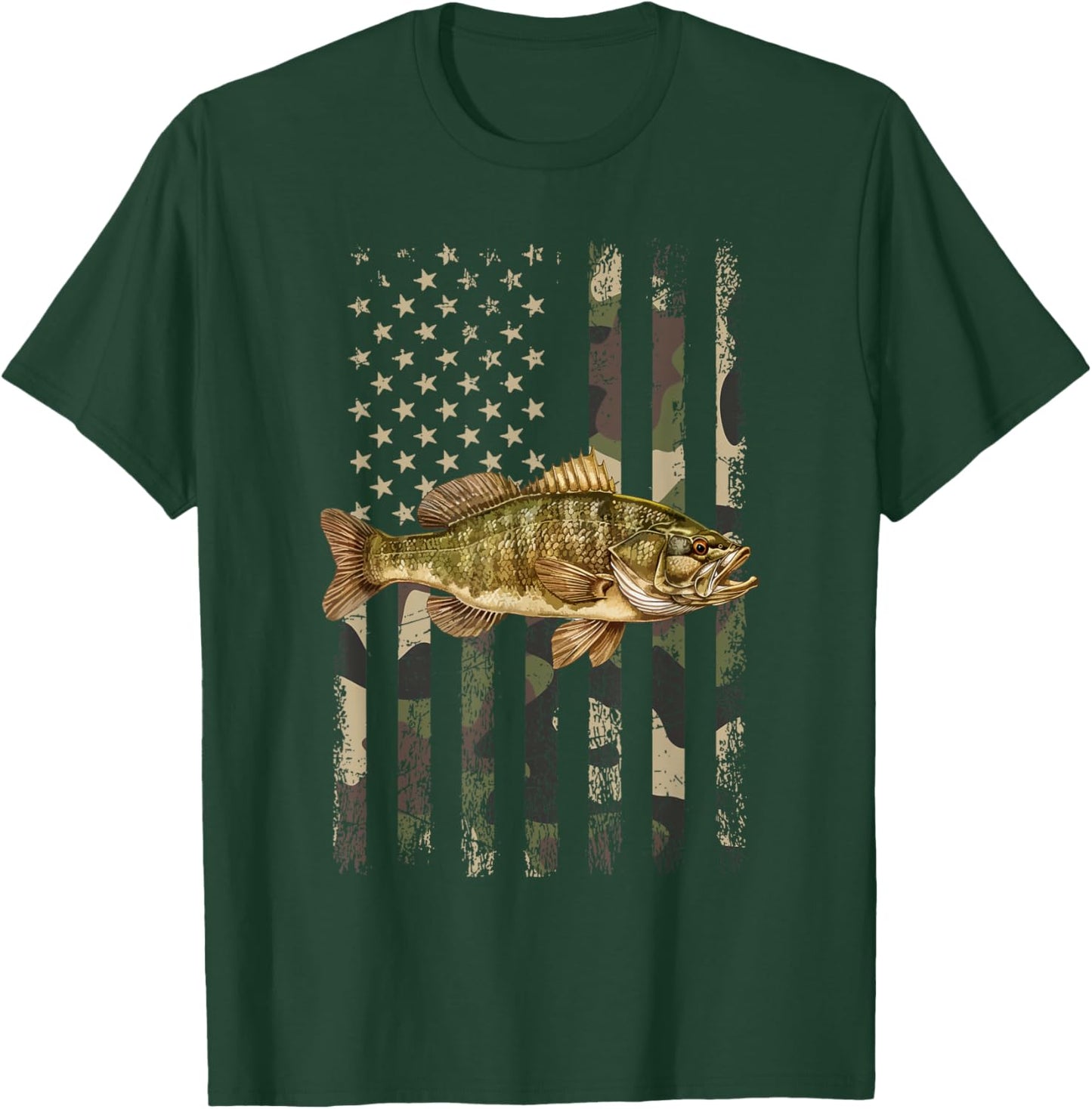 Smallmouth American Flag, smallmouth bass Women Kids Men T-Shirt - T-Shirt | Forest