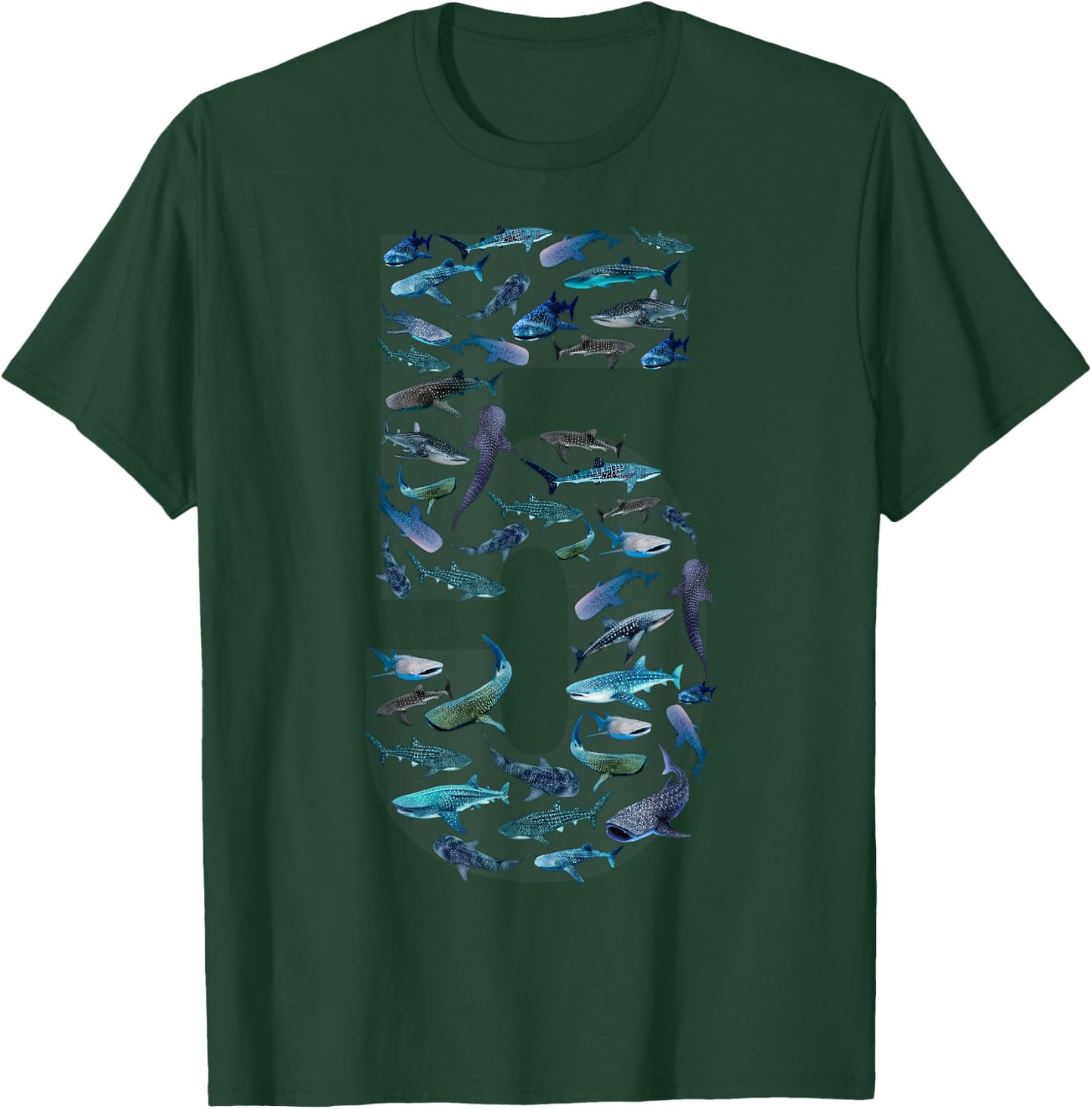 5th Birthday Boy Five-Year-Old Sea Ocean Fish Whale Shark T-Shirt - T-Shirt | Forest