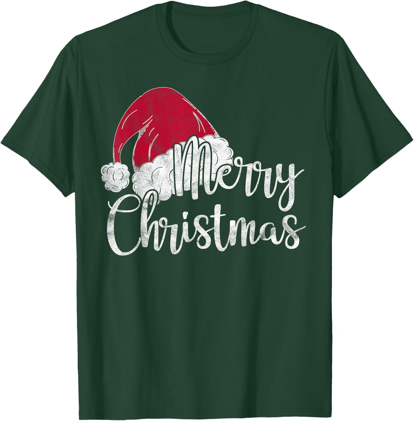Merry Christmas Cute Santas Hat Funny Mom Xmas Gift T-Shirt - T-Shirt | Forest