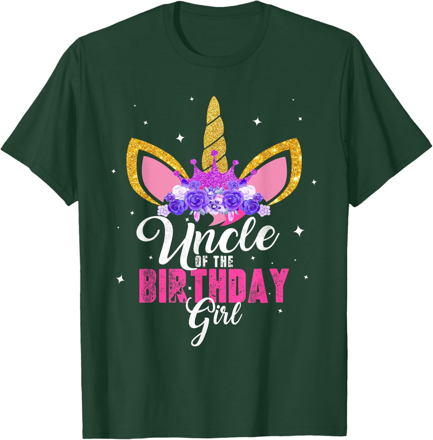 Uncle Of The Birthday Girl Unicorn Birthday Princess T-Shirt - T-Shirt | Forest