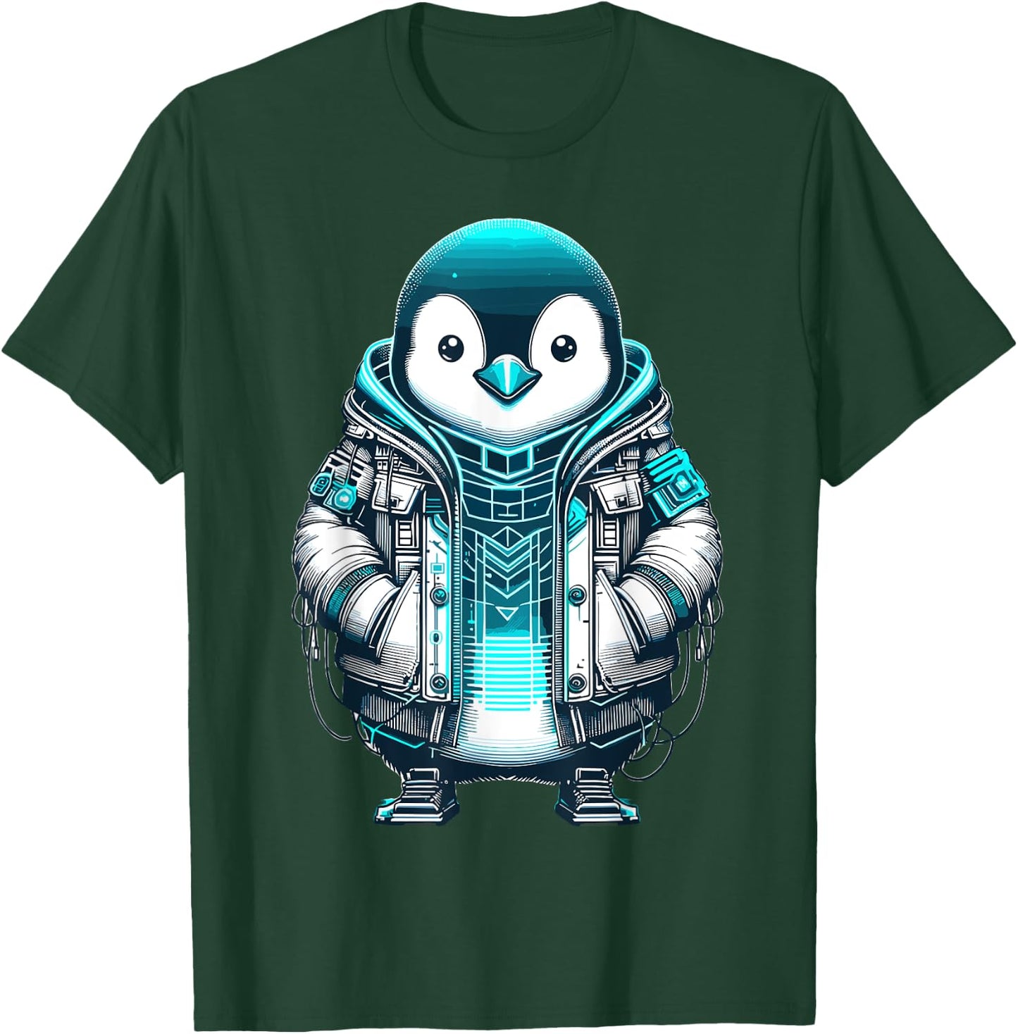 Cool Synthwave Cyberpunk Penguin Lover Futuristic Penguin T-Shirt - T-Shirt | Forest