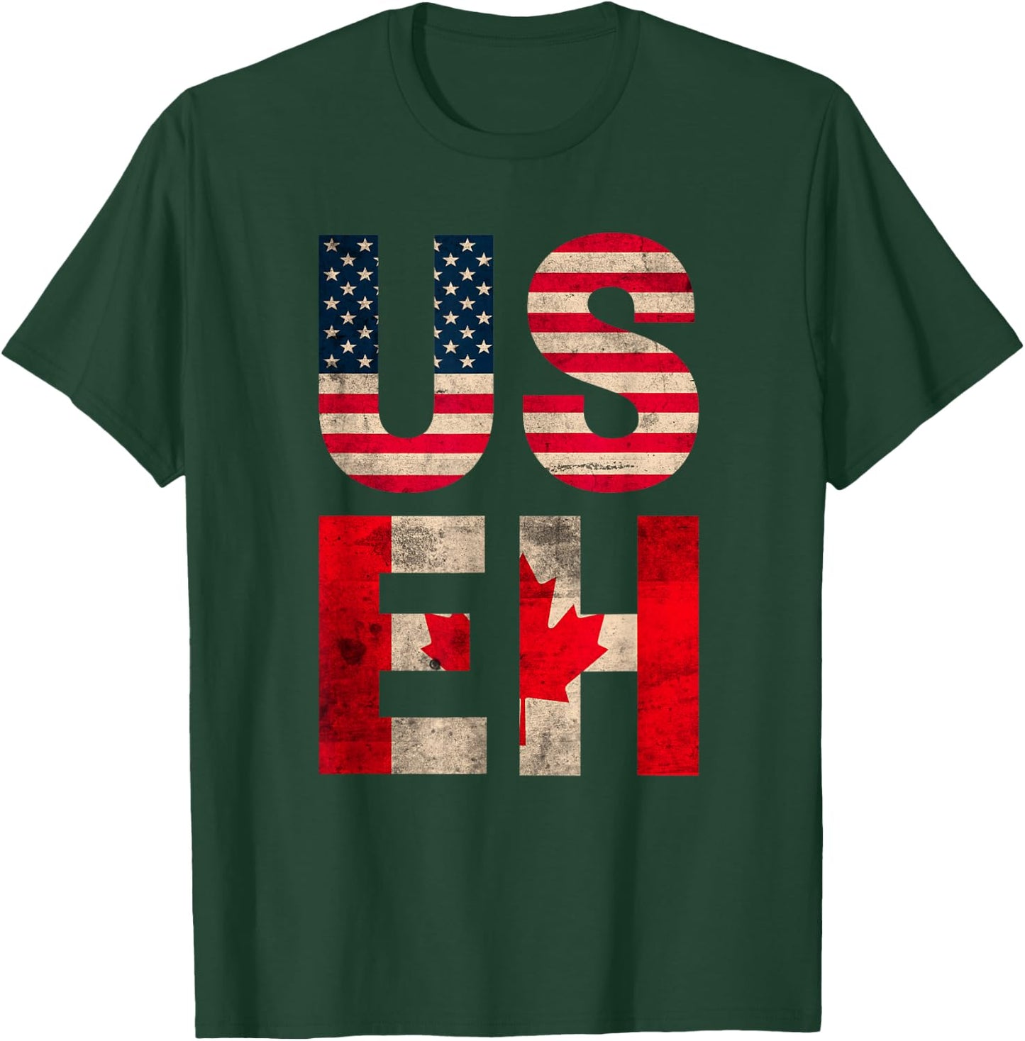 US EH USA CANADA Flag retro vintage men women boys girls kid T-Shirt - T-Shirt | Forest