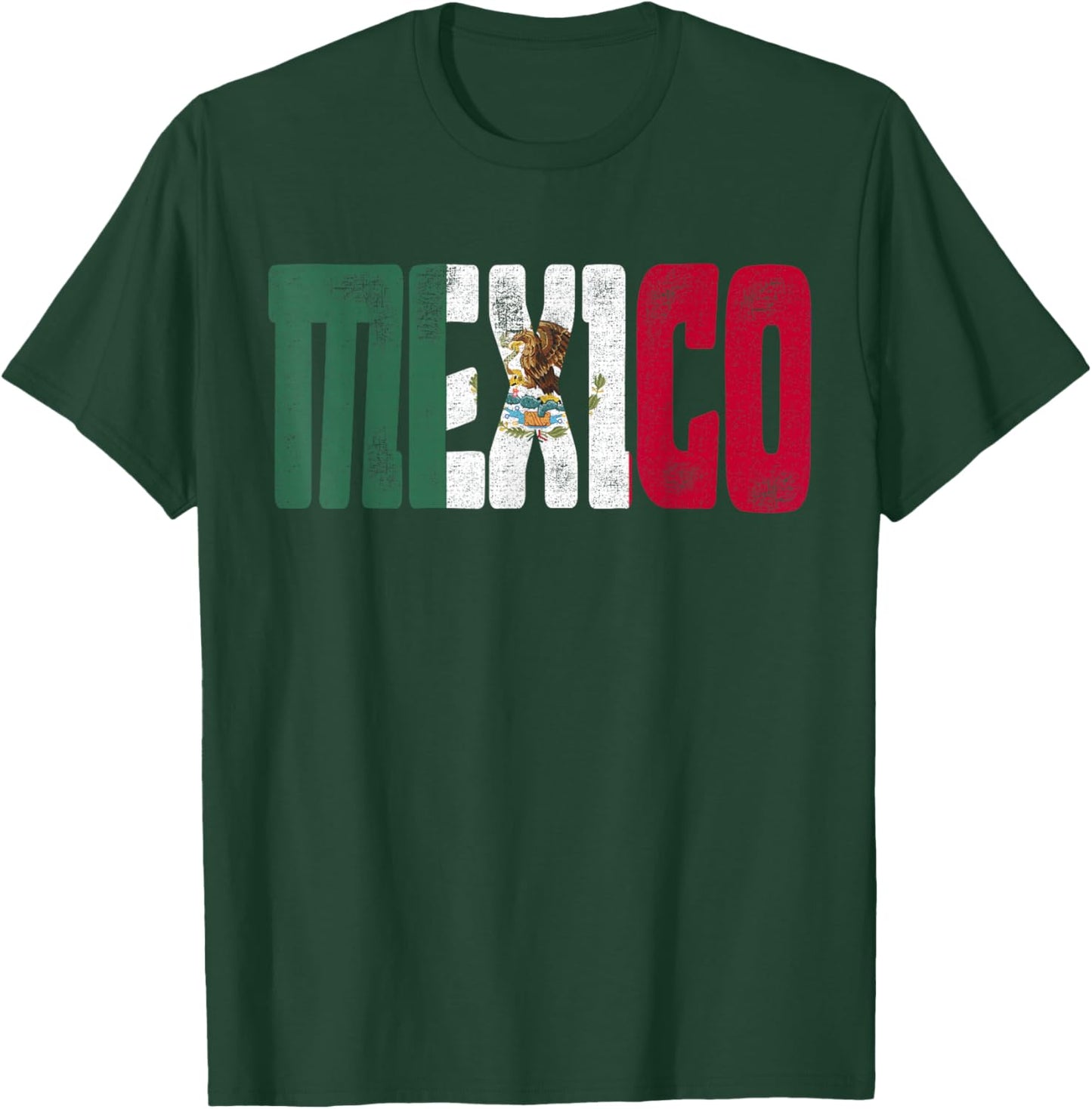 Mexican Flag Pride Mexico Vintage Design T-Shirt - T-Shirt | Forest