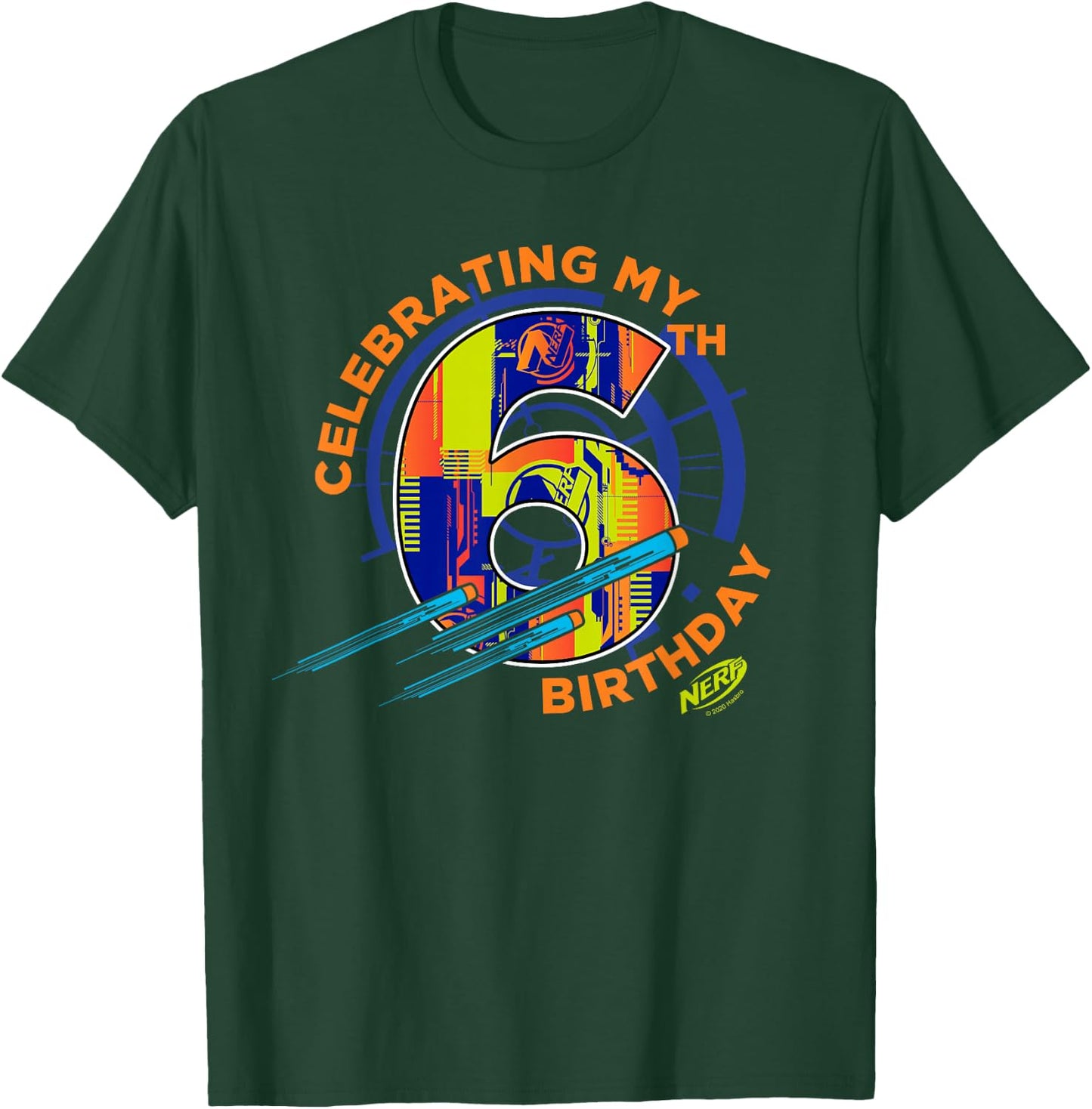 Nerf Celebrating My 6th Birthday Small T-Shirt - T-Shirt | Forest