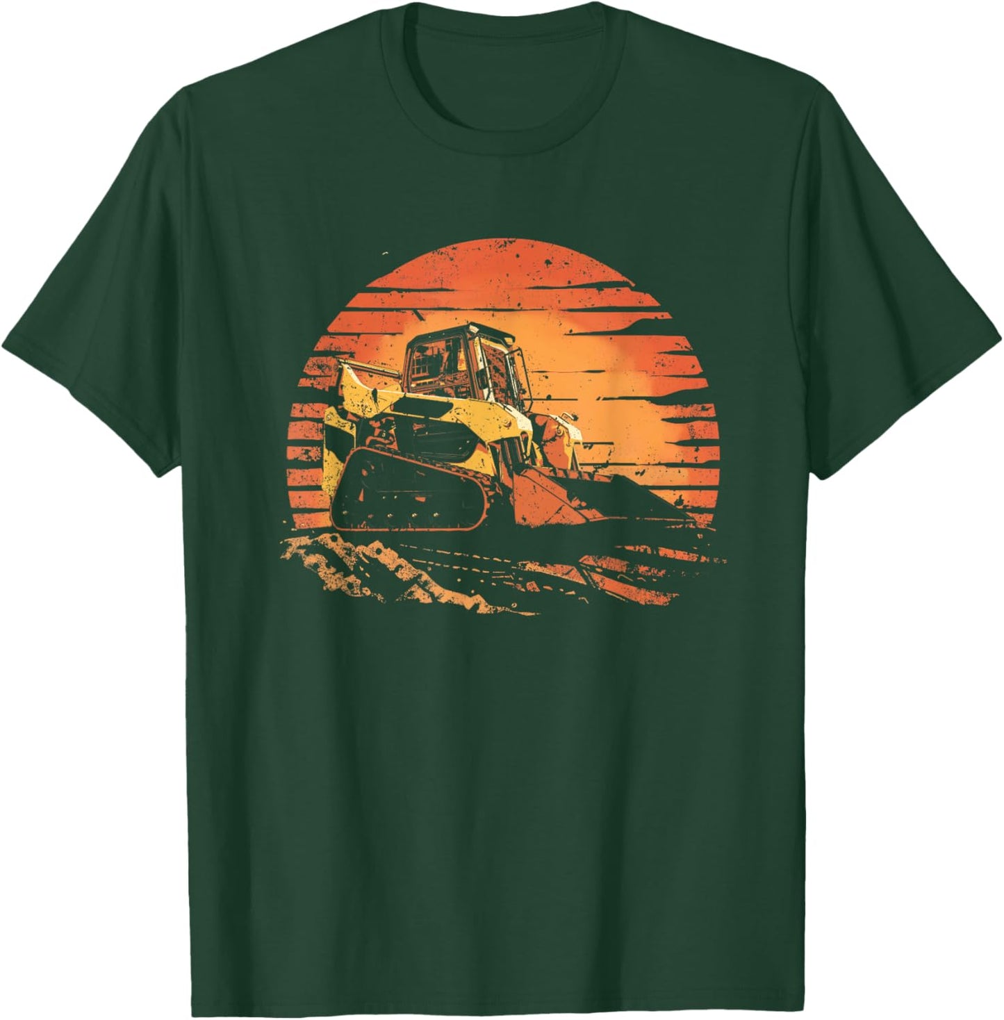 Retro sun Skid steer compact track loader T-Shirt - T-Shirt | Forest