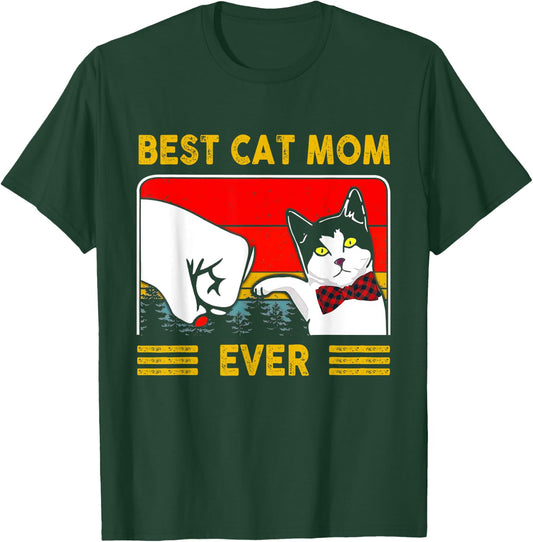 Retro Vintage Best Cat Mom Ever Mother's Day Gifts T-Shirt - T-Shirt | Forest