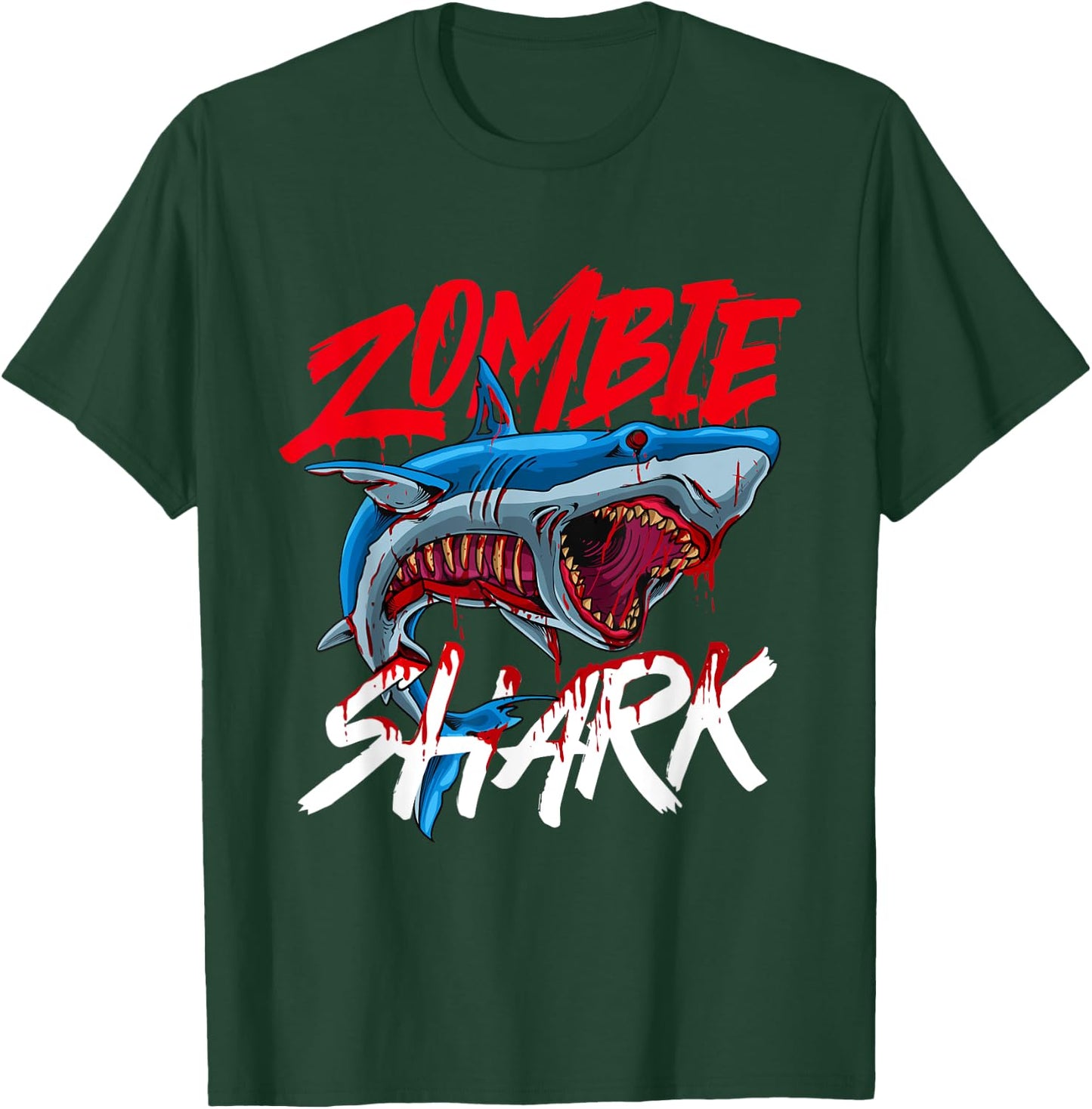 Zombie Shark - Halloween Wildlife Sea Ocean Marine Biologist T-Shirt - T-Shirt | Forest