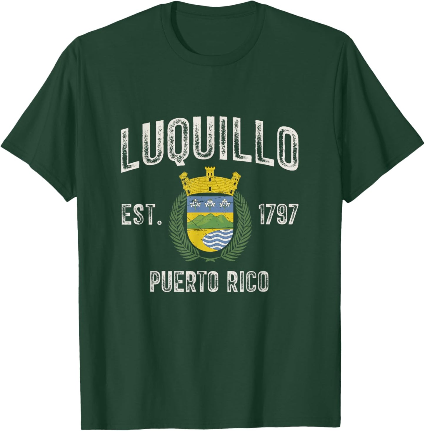 Luquillo City In Puerto Rico Est 1797, Luquillo Armorial T-Shirt - T-Shirt | Forest