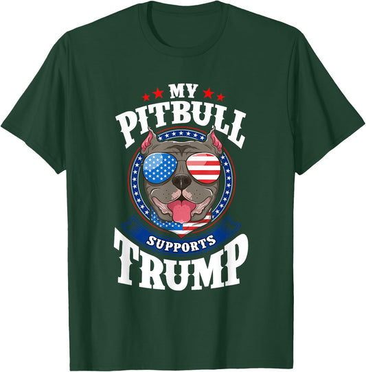 My Pitbull Supports Trump 2020 Dog Mom Dad Men Women T-Shirt - T-Shirt | Forest