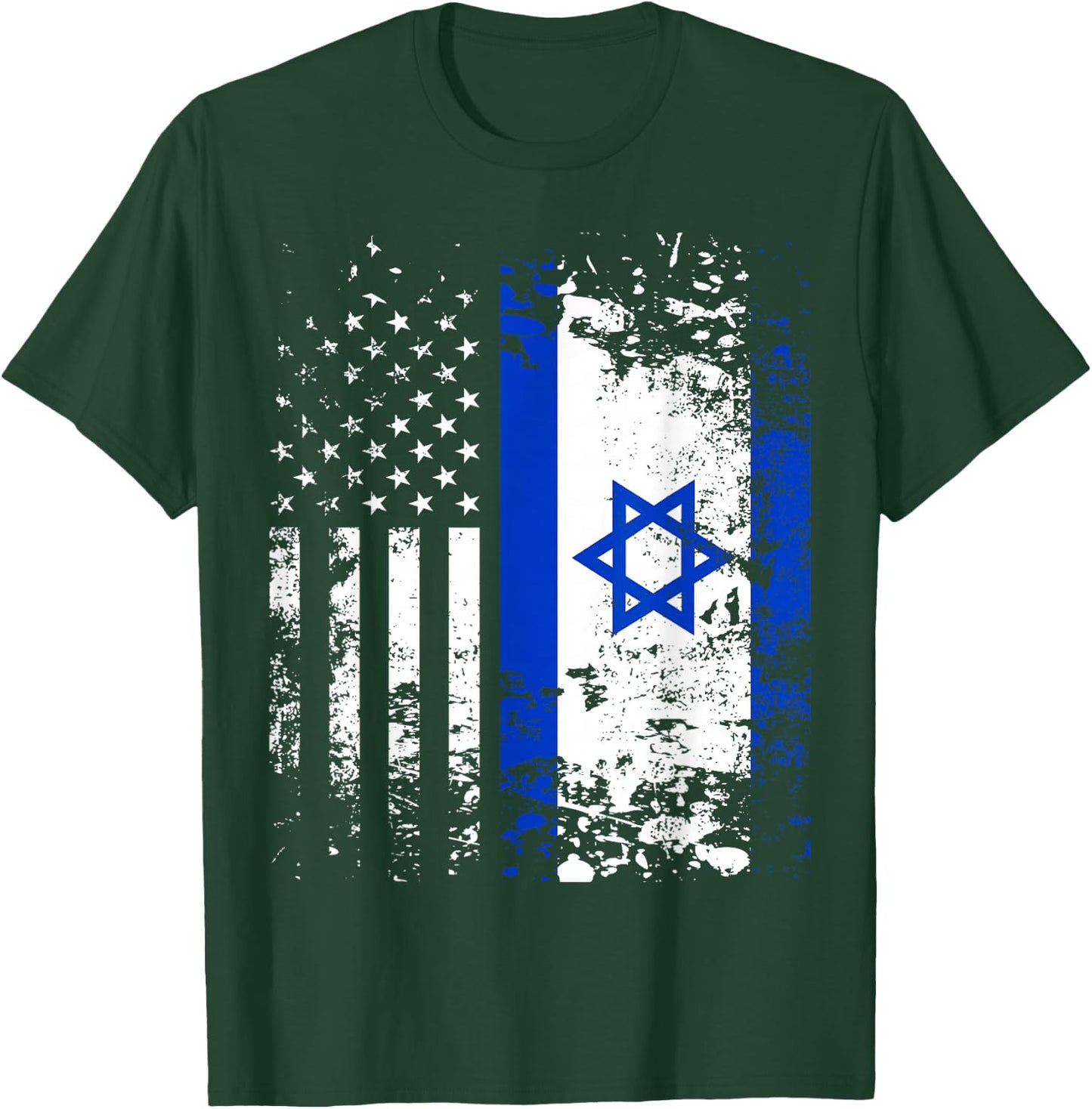 Proud Israeli USA Flag Patriotic Pride American Israel Flag T-Shirt - T-Shirt | Forest