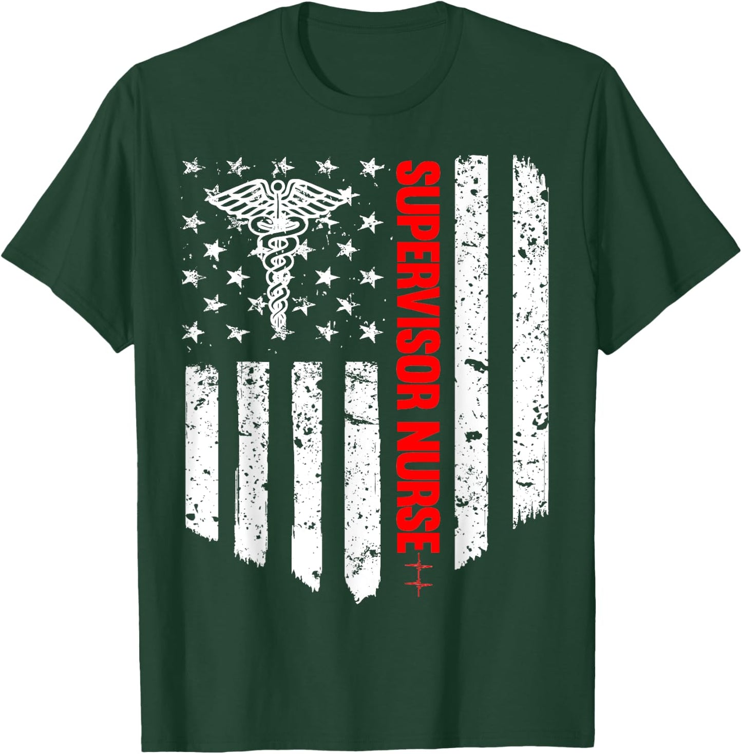 Supervisor Nurse American Flag RN Registered Nurse Gift Men T-Shirt - T-Shirt | Forest