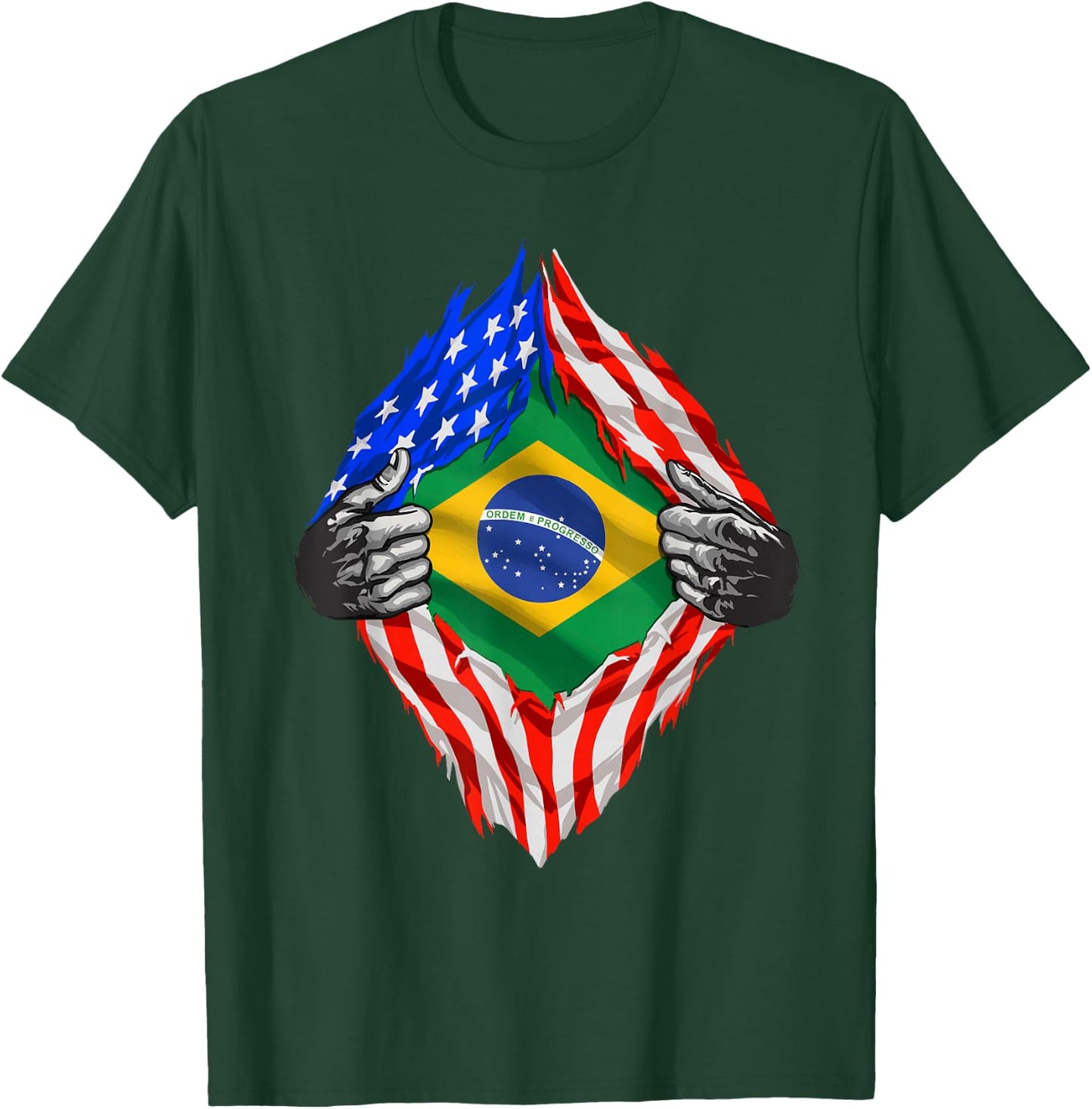 Brazil Shirt Super American Brazilian Flag Roots Brazilian T-Shirt - T-Shirt | Forest