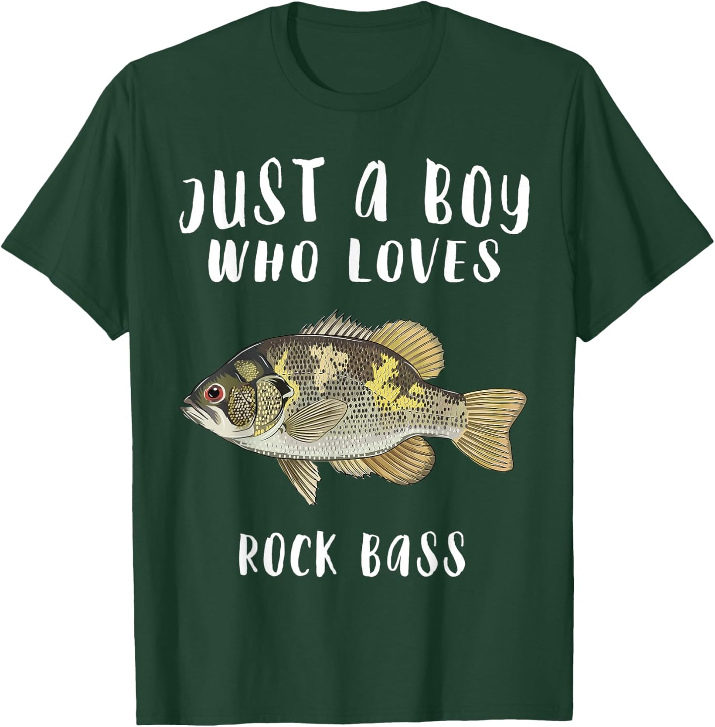 Just A Boy Who Loves Rock Bass Fish Lover T-Shirt - T-Shirt | Forest