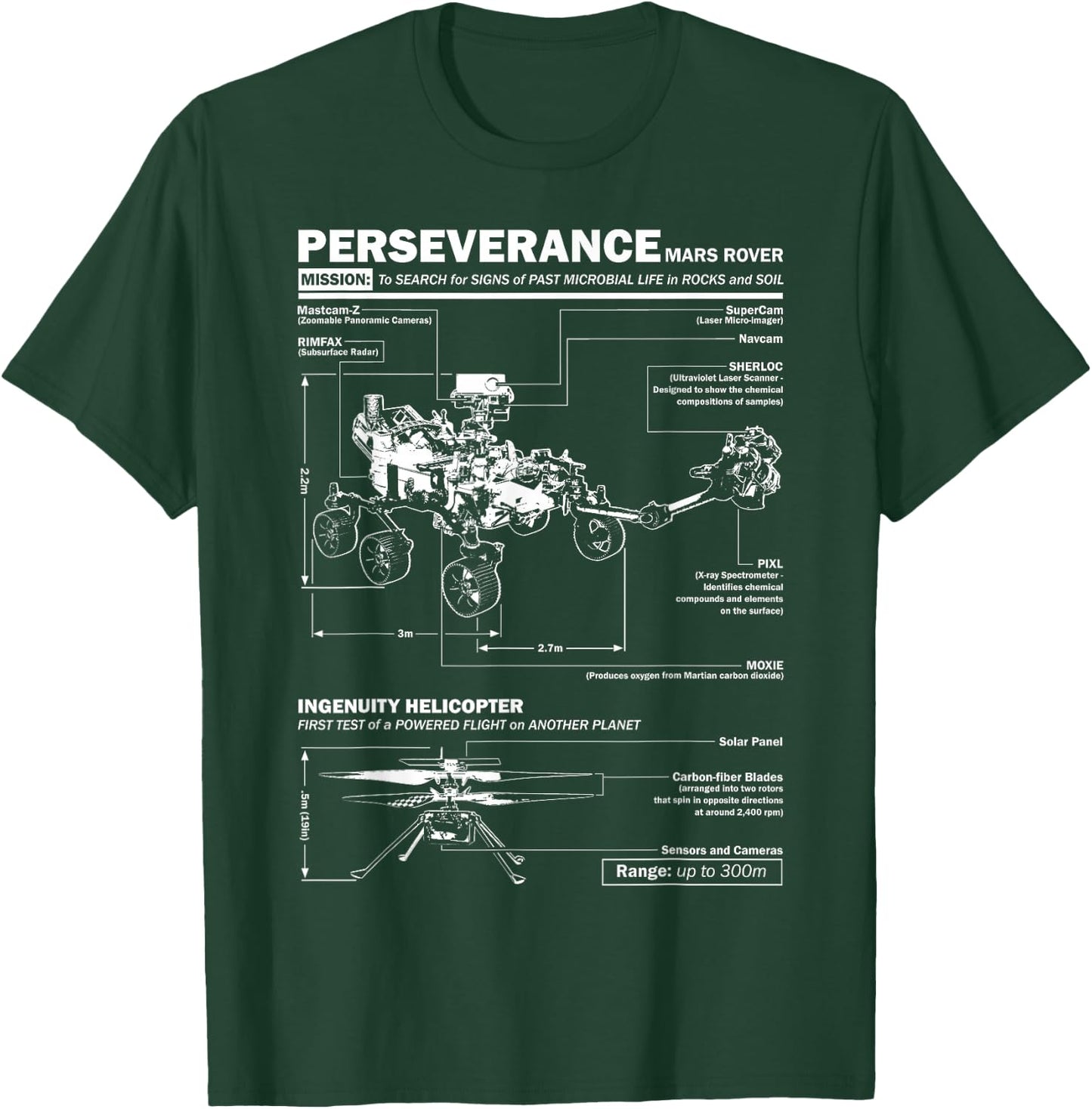 Perseverance Mars Rover and Ingenuity Helicopter | NASA T-Shirt - T-Shirt | Forest