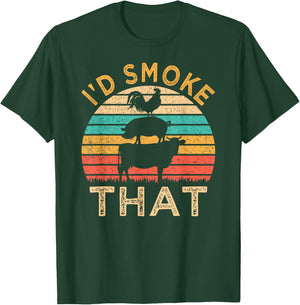 Funny BBQ I'd Smoke That Barbeque Retro Grilling T-Shirt - T-Shirt | Forest