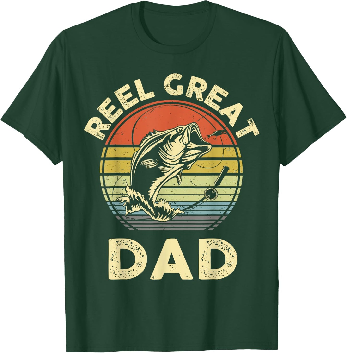 Reel Great Dad Shirt Cool Papa Grandpa Funny Bass Fish Dad T-Shirt - T-Shirt | Forest