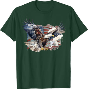 American Nature Bald Eagle Mullet US Flag Patriot Bird Lover T-Shirt - T-Shirt | Forest