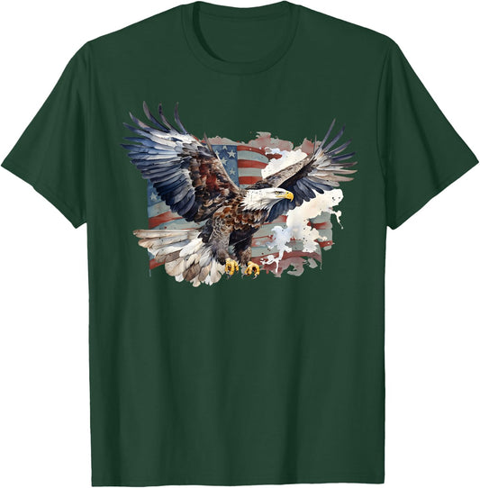 American Nature Bald Eagle Mullet US Flag Patriot Bird Lover T-Shirt - T-Shirt | Forest