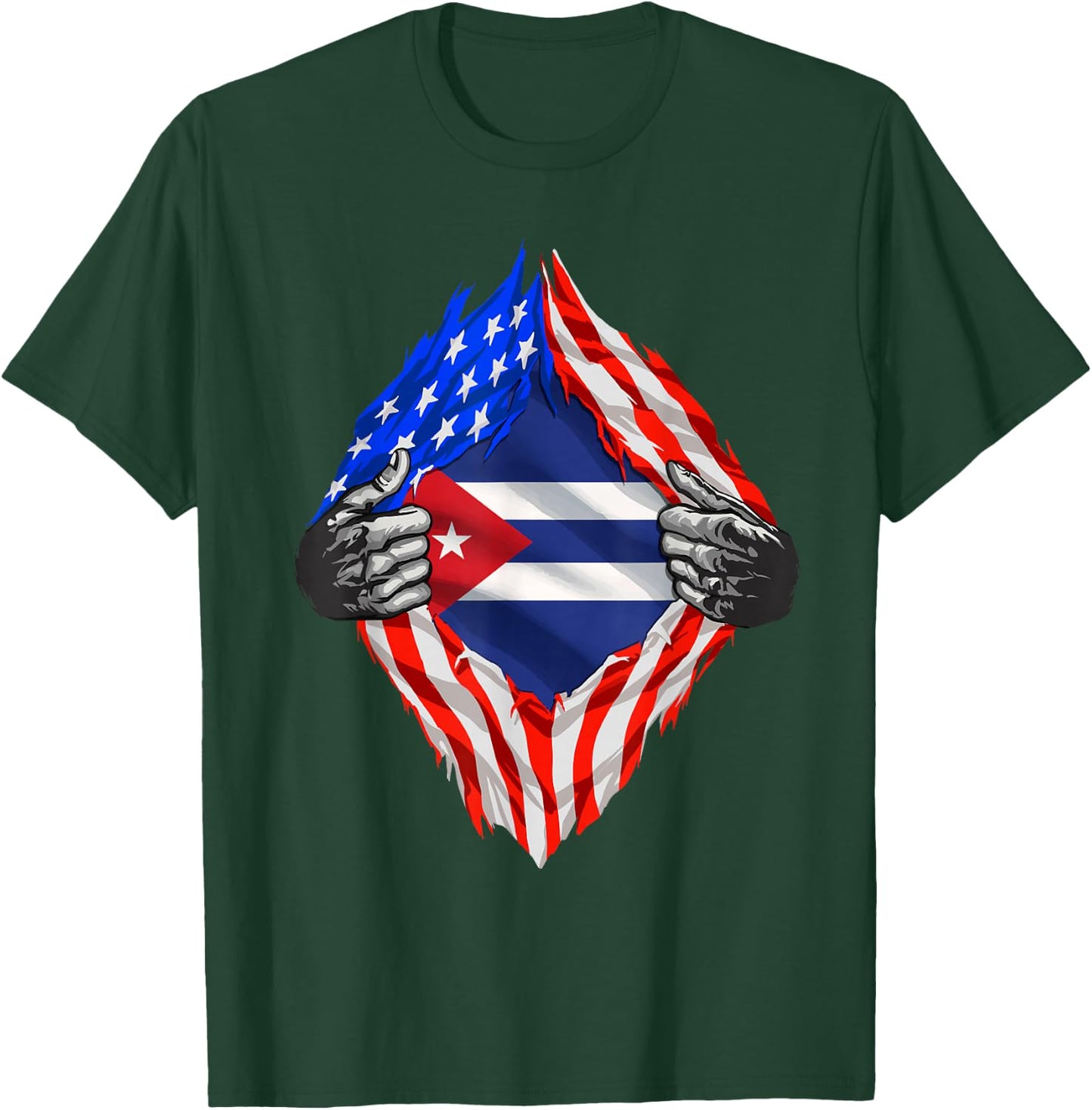Cuba Shirt American Cuban Flag Hispanic Pride Cubans Roots T-Shirt - T-Shirt | Forest