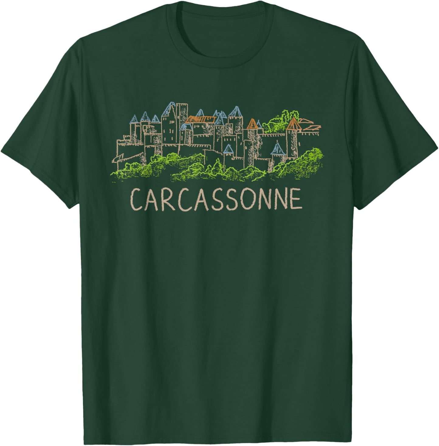 Carcassonne France art gift Men Women T-Shirt - T-Shirt | Forest
