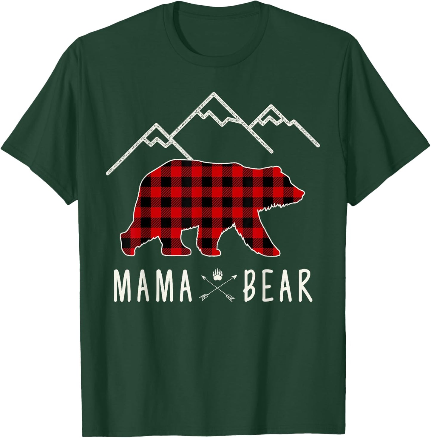 Mama Bear Gift - Buffalo Plaid Mama Bear T-Shirt - T-Shirt | Forest