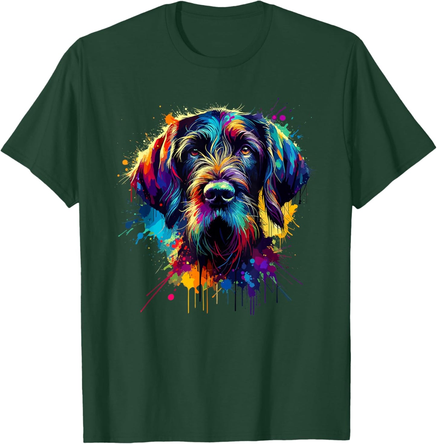 Colorful Splash Art German Wirehaired Pointer T-Shirt - T-Shirt | Forest