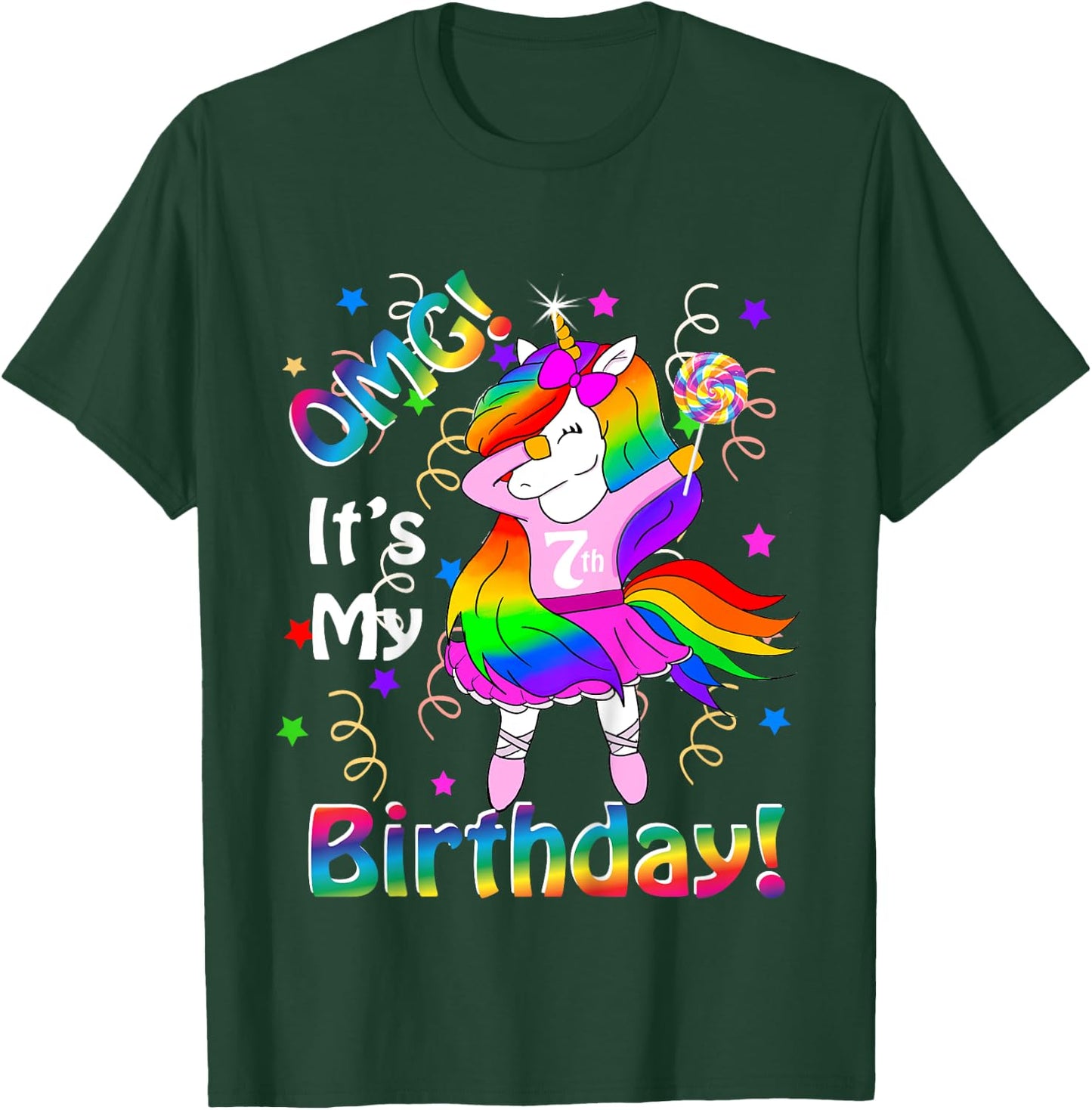 OMG It's My 7th Birthday Girls Unicorn (7 years old) outfit T-Shirt - T-Shirt | Forest