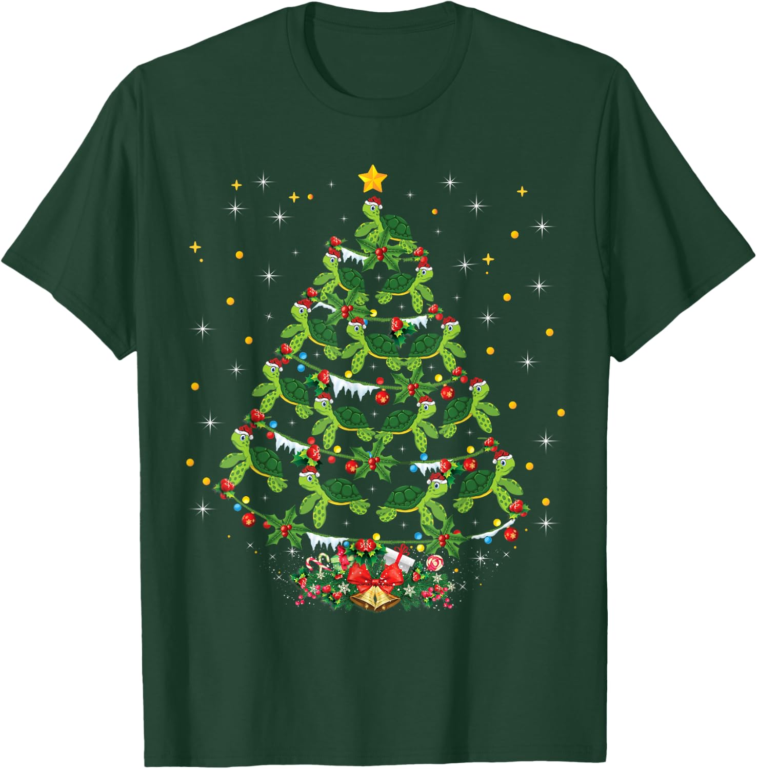 Sea Turtles Lover Xmas Gift Sea Turtle Christmas Tree T-Shirt - T-Shirt | Forest