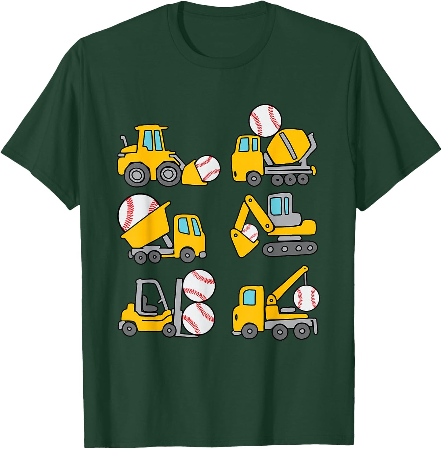 Baseball Diggers Kids Construction Trucks Toddler Boys T-Shirt - T-Shirt | Forest