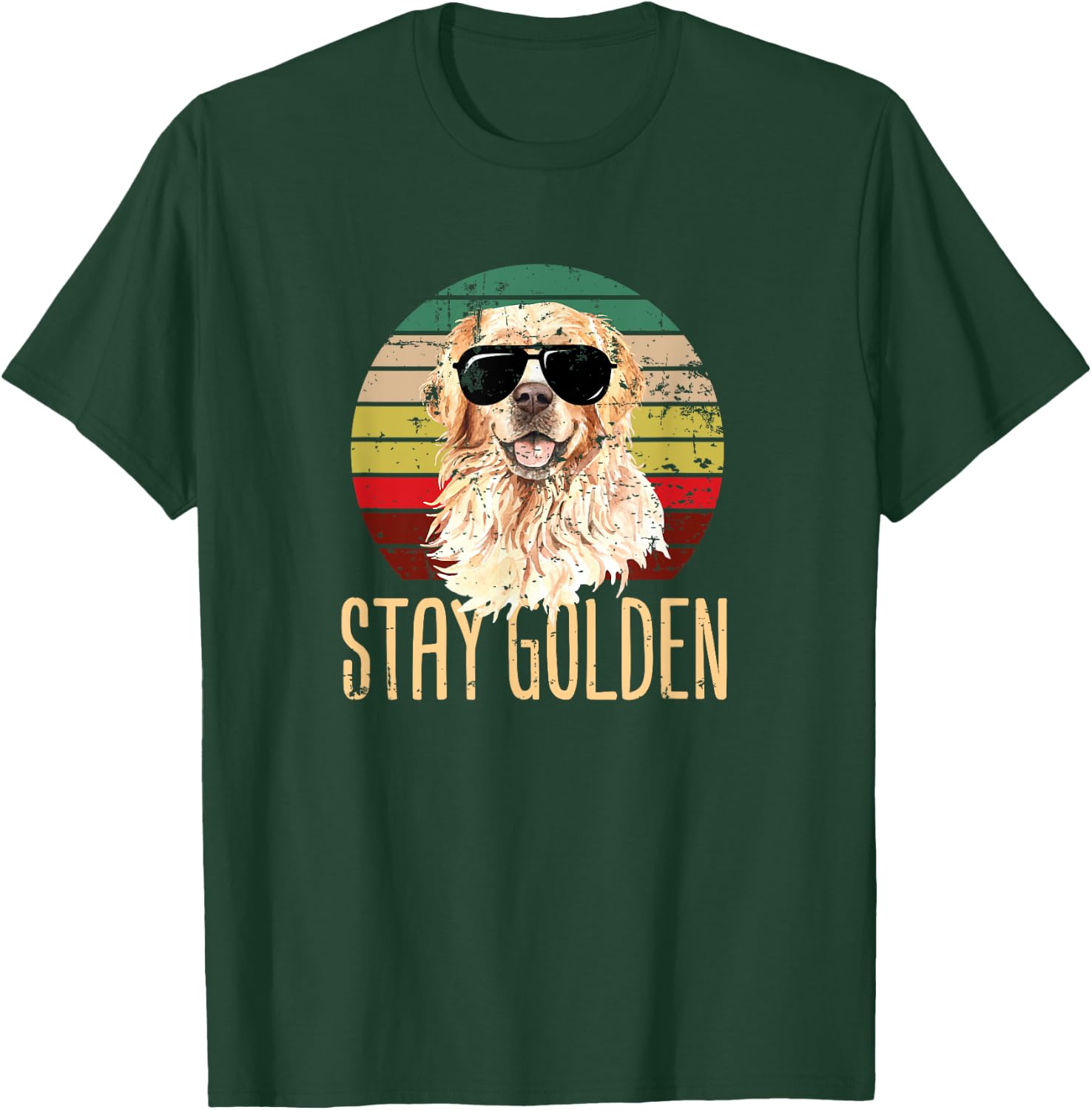 Stay Golden Funny Retro Golden Retriever Dog Breed Lover Men Women Girls Kids T-Shirt - T-Shirt | Forest