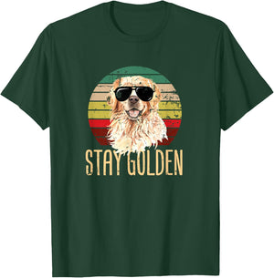 Stay Golden Funny Retro Golden Retriever Dog Breed Lover Men Women Girls Kids T-Shirt - T-Shirt | Forest