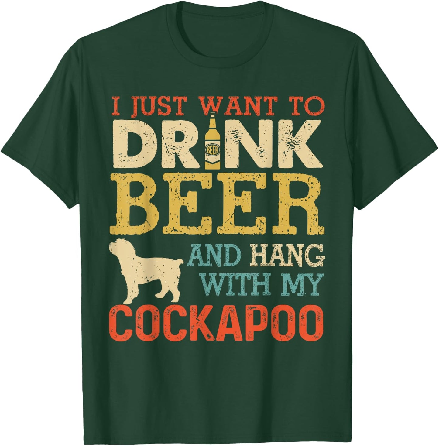 Cockapoo Dad Drink Beer Hang With Dog Funny Men Vintage T-Shirt - T-Shirt | Forest