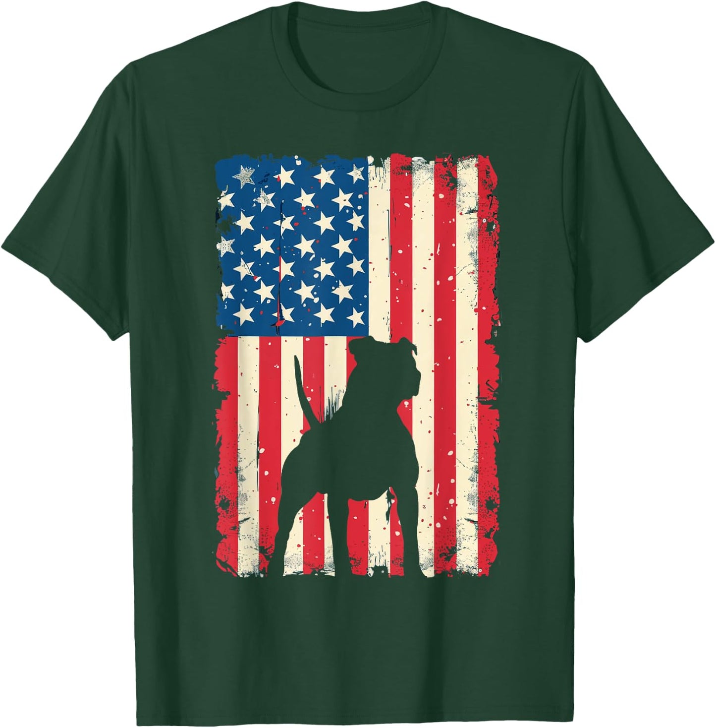 Patriotic Pitbull Dog Lover 4th of July USA American Flag Women Kids T-Shirt - T-Shirt | Forest