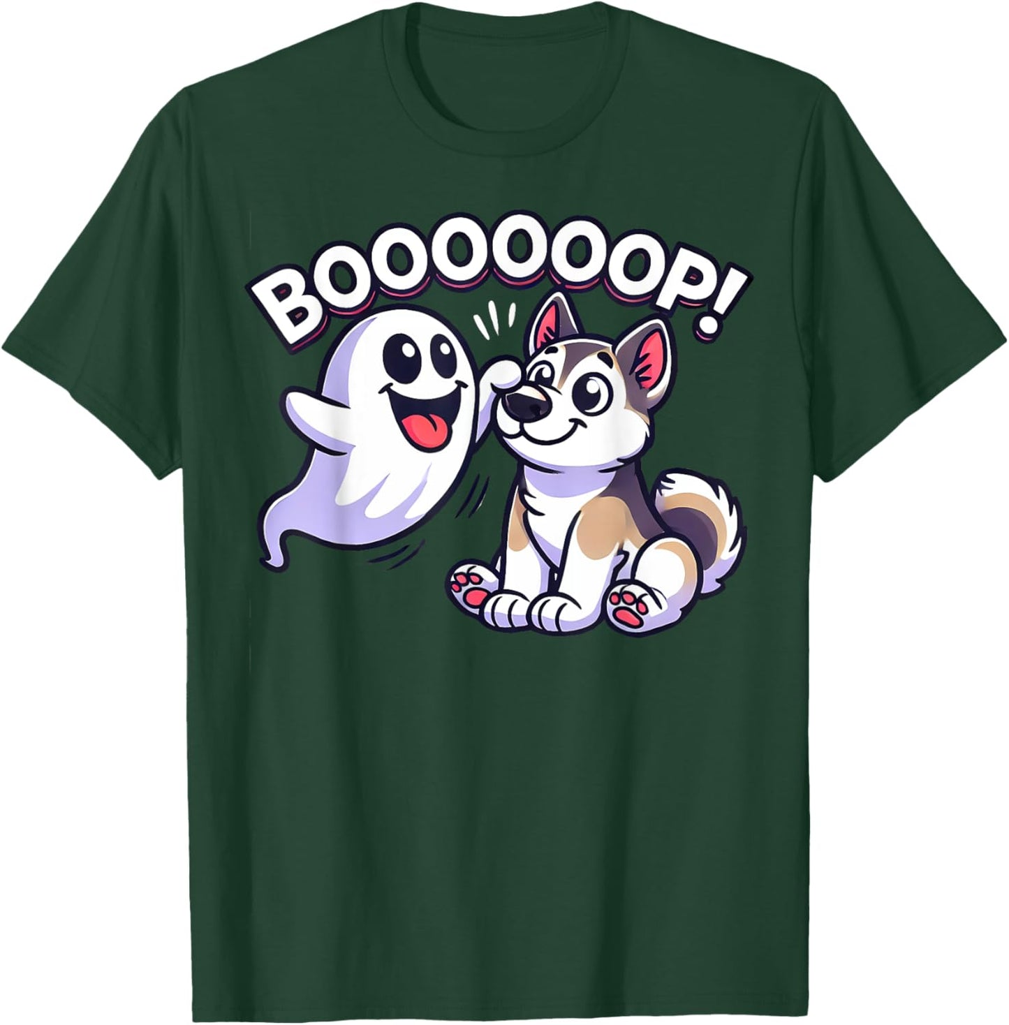 Funny Halloween Ghost Husky Dog Boop Silly Puppy Humor T-Shirt - T-Shirt | Forest