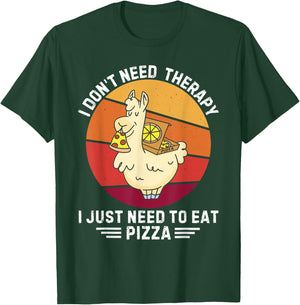 Vintage llama I Don't Need Therapy I Just Need To Eat Pizza T-Shirt - T-Shirt | Forest
