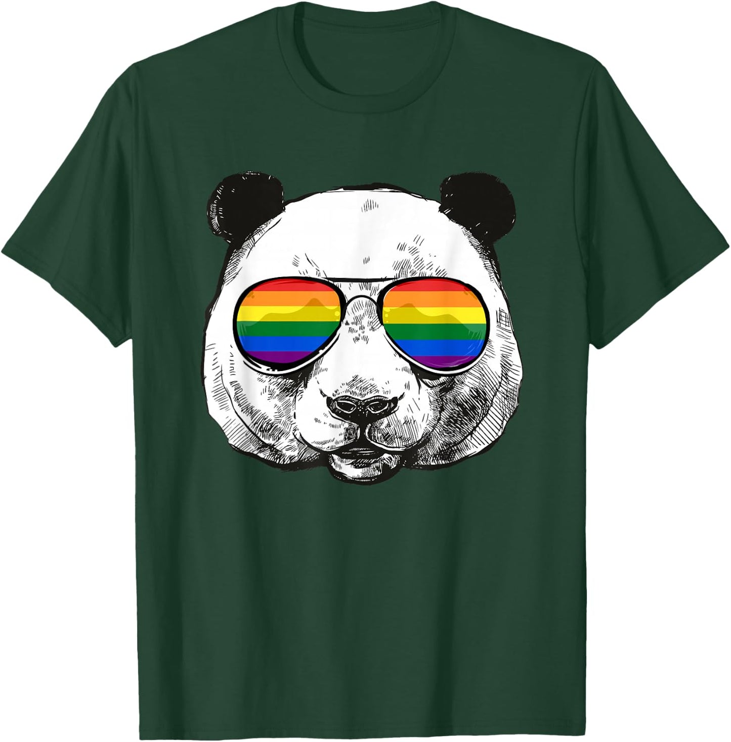 Panda Gay Pride Flag Sunglasses LGBTQ Animal T-Shirt - T-Shirt | Forest